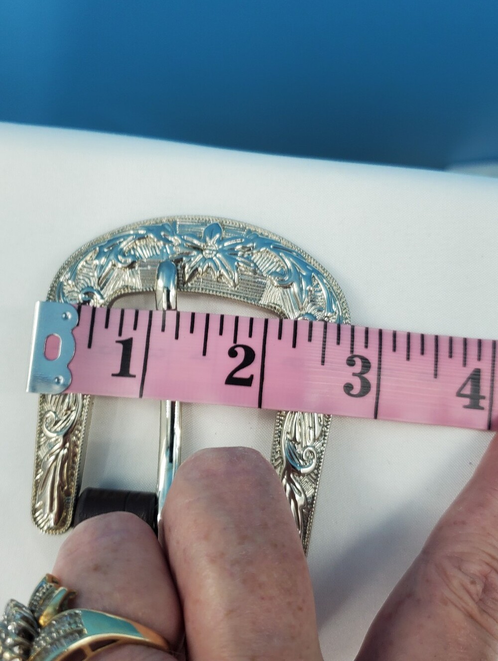 Western style leather belt with rhinestones - Picture 4 of 16